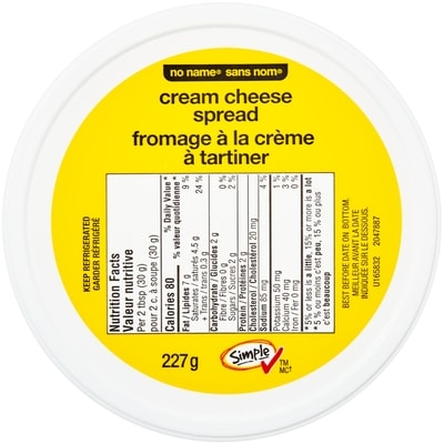 No Name Cream Cheese Spread 227 g, $1.89/100g
