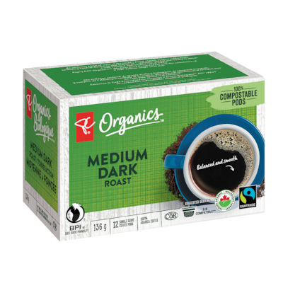 PC Biologique Cartouches individuelles de café torréfaction moyenne à foncée 136 g, 7,35 $/100g
