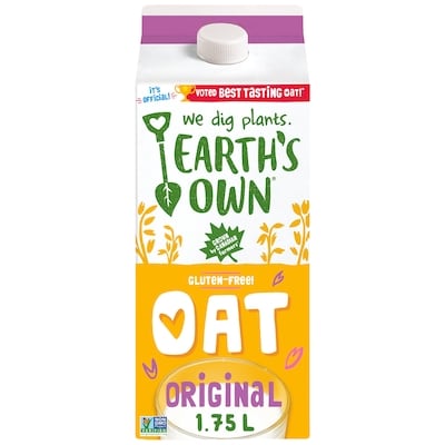 Earth's Own Gluten-Free Original Oat Milk Alternative 1.75 l, $0.21/100ml