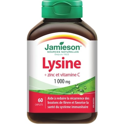Jamieson Lysine + Zinc et Vitamine C 1000 mg 60 ea, 0,21 $/1ch