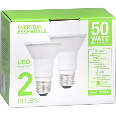 Everyday Essentials Ampoule à DEL PAR20, emb. de 2 1 ea, 8,00 $/1ch