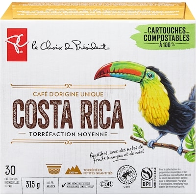 le Choix du Président Cartouches individuelles de café d’origine unique Costa Rica torréfaction moyenne 30 ea, 0,77 $/1ch