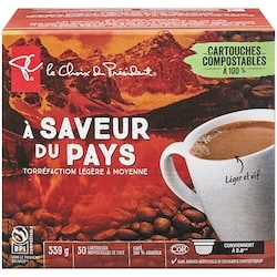 le Choix du Président Cartouches individuelles de café torréfaction blonde à moyenne À saveur du pays 30 ea, 0,77 $/1ch