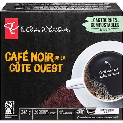 le Choix du Président Cartouches individuelles de Café noir de la côte Ouest Gourmet 30 ea, 0,77 $/1ch