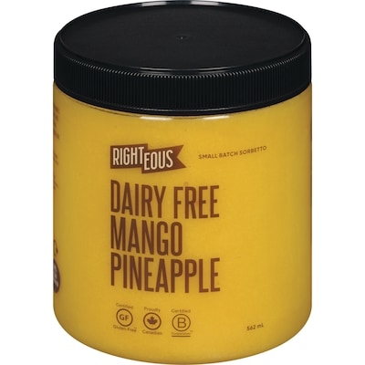 Righteous Dairy Free Mango Pineapple Sorbetto 562 ml, $1.78/100ml