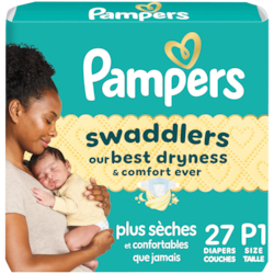 Pampers Couches Swaddlers, taille P, 27 unités 27 ea, 0,52 $/1ch