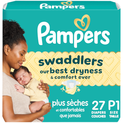 Pampers Couches Swaddlers, taille P, 27 unités 27 ea, 0,67 $/1ch