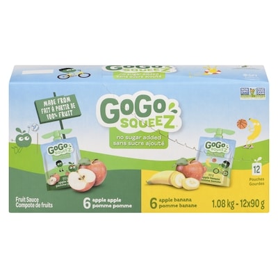 GoGo squeez Squeeze, Apple/Banana 12x90.0 g, $1.11/100g