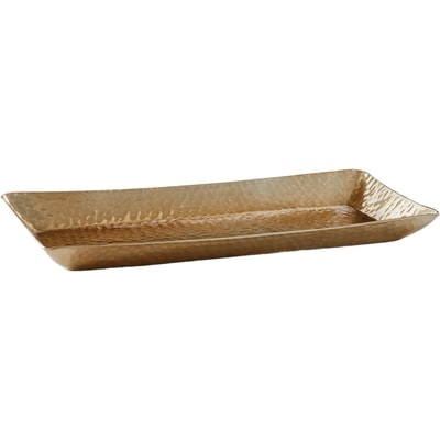 Plateau rectangulaire doré martelé