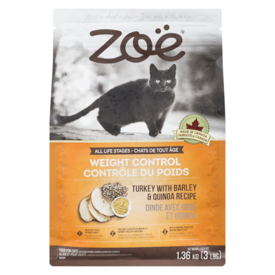 Zoe Weight Control Cat Food, Turkey with Barley & Quinoa 1.5 kg, $1.00/100g