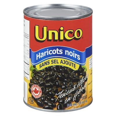 Unico Haricots noirs, sans sel ajouté 540 ml, 0,46 $/100ml