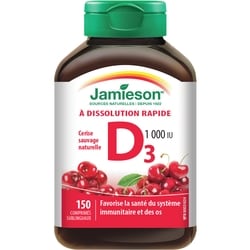 Jamieson Vitamine D 1 000 UI à dissolution rapide - Cerise 150 ea, 0,07 $/1ch
