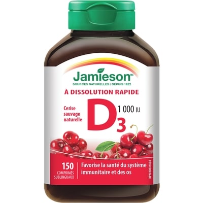 Jamieson Vitamine D 1 000 UI à dissolution rapide - Cerise 150 ea, 0,04 $/1ch
