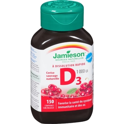 Vitamine D 1 000 UI à dissolution rapide - Cerise
