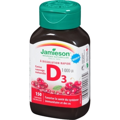 Vitamine D 1 000 UI à dissolution rapide - Cerise