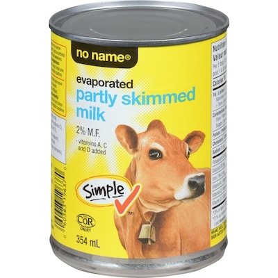 No Name Evaporated Partly Skimmed Milk 354 ml, $0.71/100ml