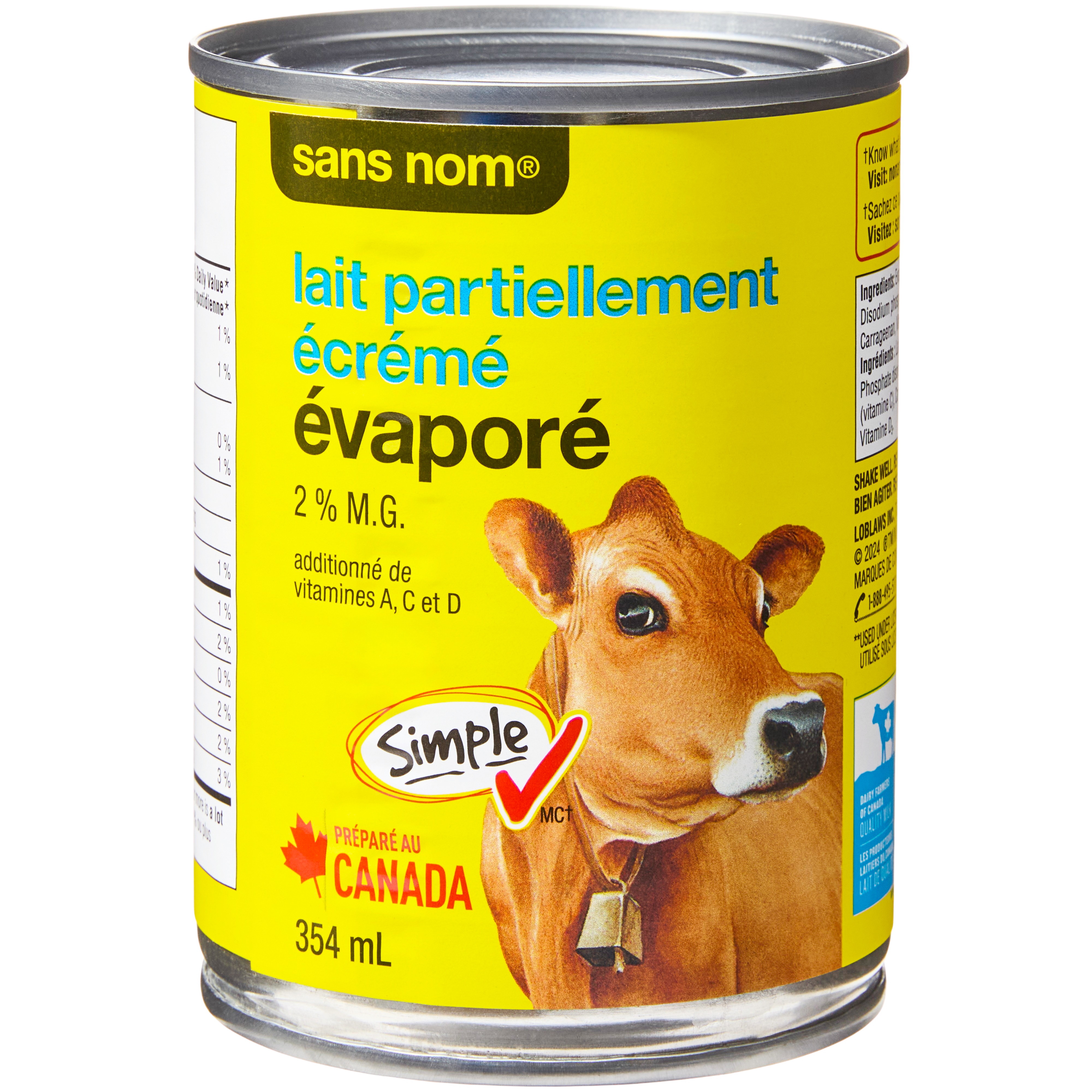 No Name Evaporated Partly Skimmed Milk - 354 ml | Dominion Stores