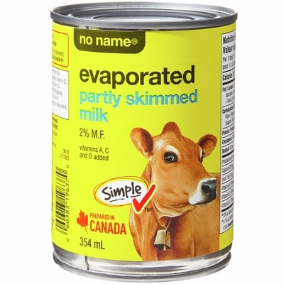 Sans Nom Lait évaporé partiellement écrémé 354 ml, 0,70 $/100ml