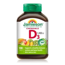 Jamieson Vitamin D3 1,000 IU Chewables Tropical Flavour 100 ea, $0.08/1ea