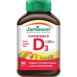 Jamieson Vitamin D3 Chewables Tropical Flavour 100 ea, $0.08/1ea