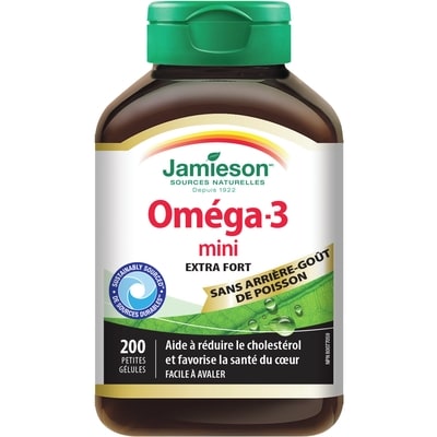 Jamieson Oméga-3 Mini Puissance élevée sans arrière-goût de poisson 200 ea, 0,09 $/1ch