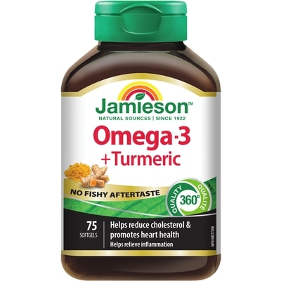 Jamieson No Fishy Aftertaste Omega-3 + Turmeric 75 ea, $0.28/1ea