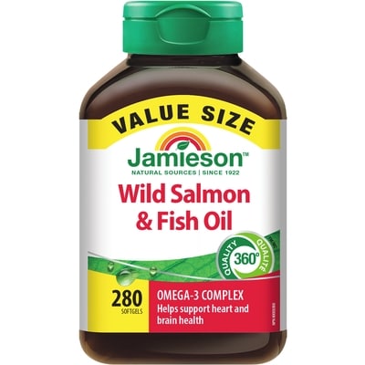 Jamieson Wild Salmon and Fish Oils Omega-3 Complex 1,000 mg Value Size 280 ea, $0.07/1ea