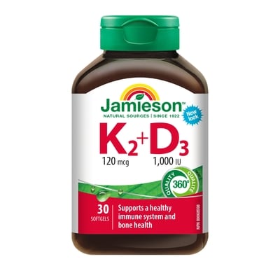 Jamieson Vitamin K2 + D3 Softgels 30 ea, $0.57/1ea