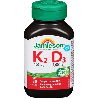 Jamieson Vitamin K2 120 Mcg + D3 1000 IU 30 ea, $0.57/1ea