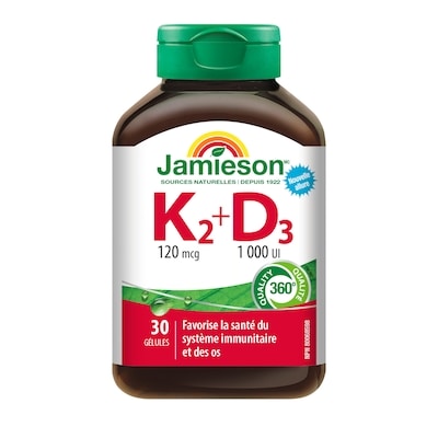 Jamieson Vitamine K2 et vitamine D3 30 ea, 0,31 $/1ch