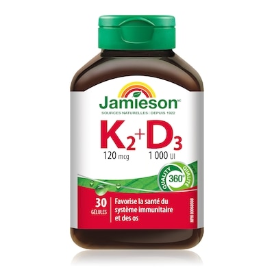 Jamieson Vitamine K2 et vitamine D3 30 ea, 0,48 $/1ch