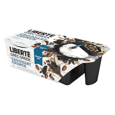 Liberte Greek Crunch Coconut Yogurt Dark Chocolate & Honey Roasted Almonds 2% MF 2x130.0 g, $2.11/100g