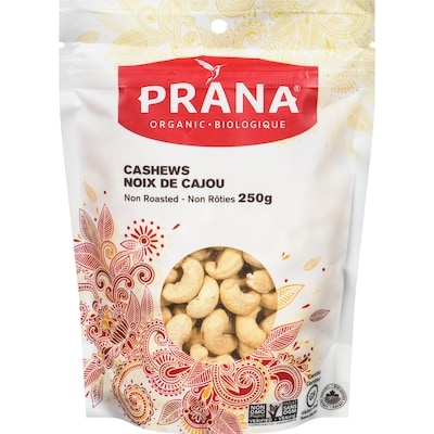 Prana Organic Non Roasted Cashews 250 g, $5.20/100g