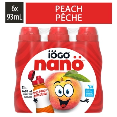 IOGO Nanö Drinkable Peach Yogurt 1% 6x93.0 ml, $0.89/100ml