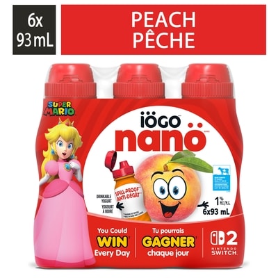 IÖGO Nanö yogourt à boire à la pêche 1 % 6x93.0 ml, 0,72 $/100ml