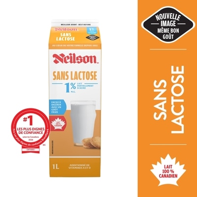 Neilson Lait 1 % sans lactose 1 l, 0,49 $/100ml