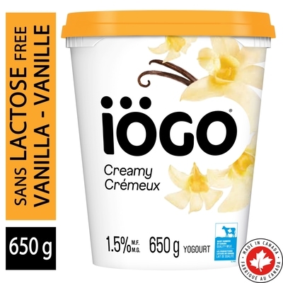 IOGO Vanilla Lactose-Free Yogurt Tubs 1.5% 650 g, $0.51/100g