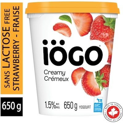 IÖGO Pot De Yogourt Sans Lactose À La Fraise 15 % 650 g, 0,62 $/100g