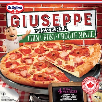 Dr Oetker Giuseppe Thin Crust Four Meat Pizza 494 g, $1.01/100g
