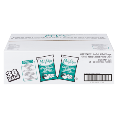 Miss Vickies Potato Chips, Sea Salt & Malt Vinegar (Case) 36x55.0 g, $2.02/100g