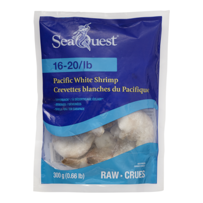 Seaquest Pacific White Shrimp Raw 16-20/LB 300 g, $2.67/100g