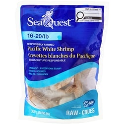 Seaquest Pacific White Shrimp Raw 16-20/LB 300 g, $2.50/100g
