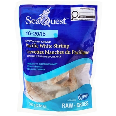 SeaQuest Crevettes blanches crues du Pacifique 16-20/livre 300 g, 3,00 $/100g