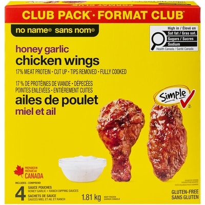 Sans Nom Ailes de poulet miel et ail format club 1.81 kg, 1,61 $/100g