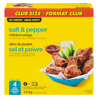 Sans Nom Ailes de poulet sel et poivre, emballage valeur 1.81 kg, 1,39 $/100g