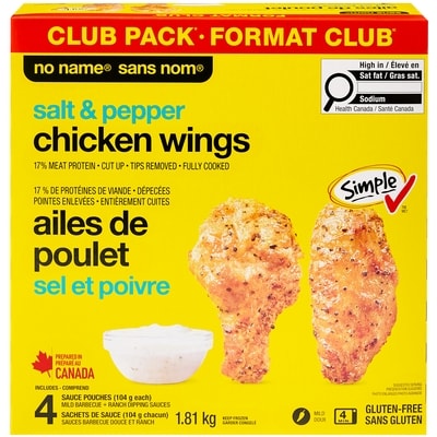 Sans Nom Ailes de poulet sel et poivre, emballage valeur 1.81 kg, 1,44 $/100g