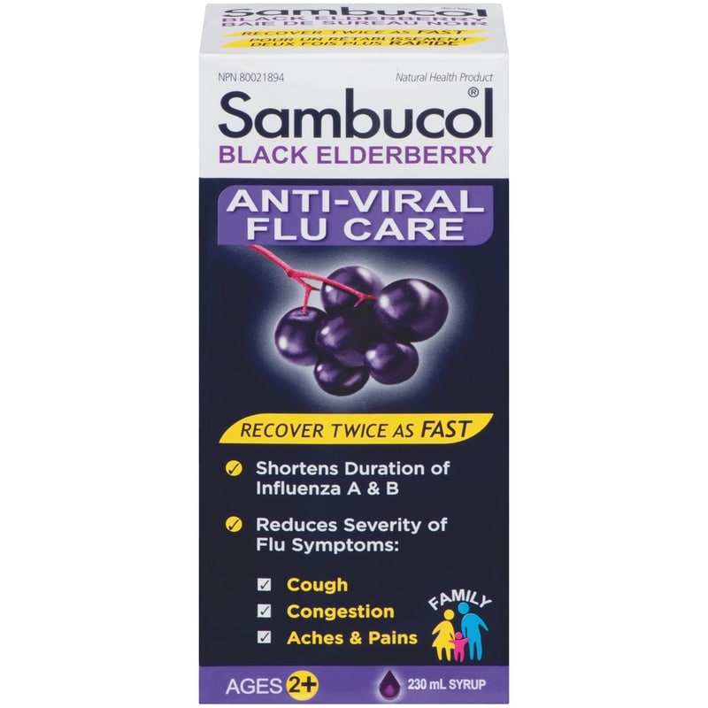 Family Black Elderberry Anti-Viral Flu Care Syrup Ages 2+