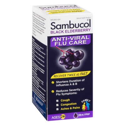 Family Black Elderberry Anti-Viral Flu Care Syrup Ages 2+