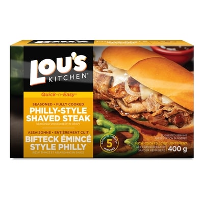 Lou’s Bœuf émincé style philly 400 g, 3,00 $/100g