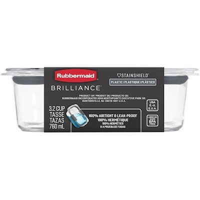 Rubbermaid Récipient de conservation des aliments en plastique Brilliance 757 ml, 1 paquet 1 ea, 13,00 $/1ch